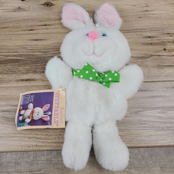 Hallmark 1983 CLOVER BUNNY STUFFABLES Plush NOS Vintage Stocking Easter Rabbit - Picture 2 of 5